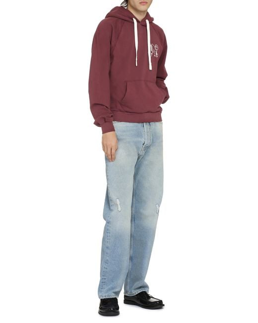Palm Angels Red Cotton Hoodie Elastane Jumpers for men