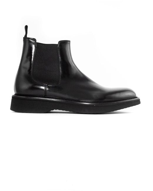 Green George Black Brushed Leather Ankle Boot for men