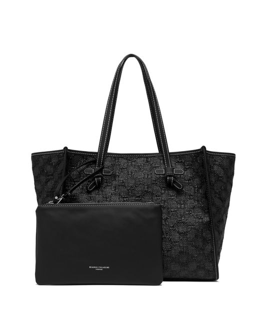 Gianni Chiarini Black Marcella Woven Straw Shopping Bag