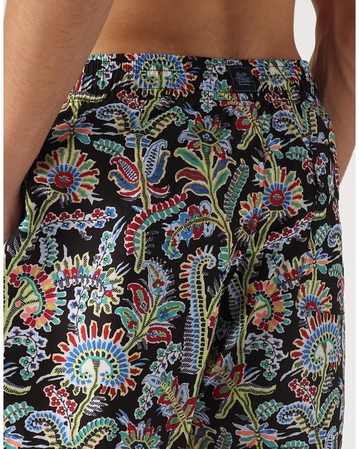 Etro Black Paisley Print Logo Swim Shorts Clothing Beachwear for men