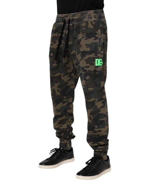 Dolce & Gabbana Black Camouflage Cotton Jogger Pants for men
