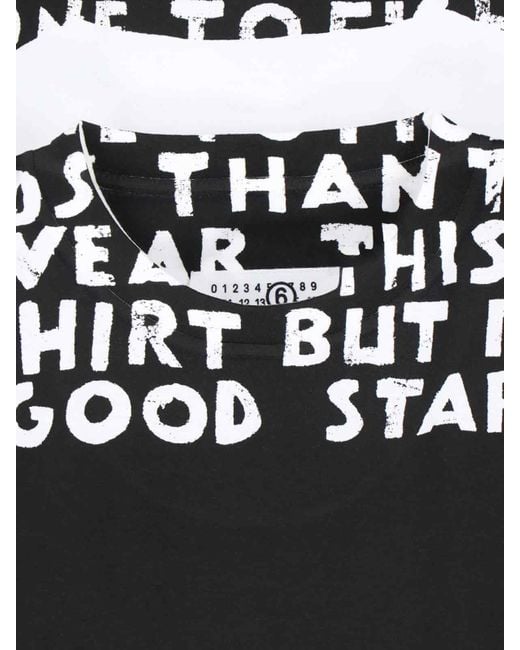 MM6 by Maison Martin Margiela Black Two-Tone Logo T.Shirt for men