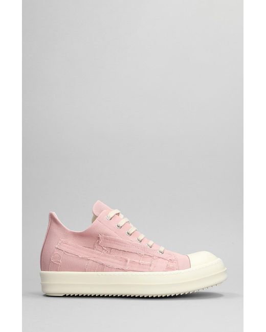 Rick Owens Pink Slashed Low Sneakers for men