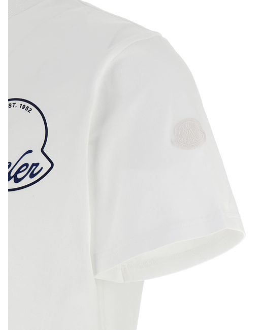 Moncler White Logo Print T-Shirt for men
