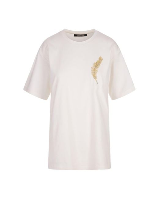 Roberto Cavalli White Plumage T-Shirt