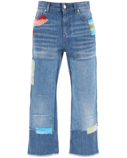 Marni Blue Cropped Jeans With Mohair Inserts