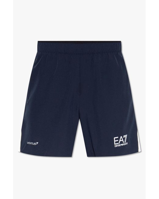 EA7 Blue Emporio Armani Printed Shorts for men