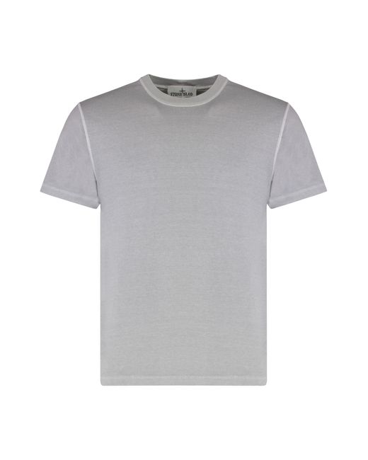 Stone Island Gray Logo Cotton T-Shirt T-Shirts for men