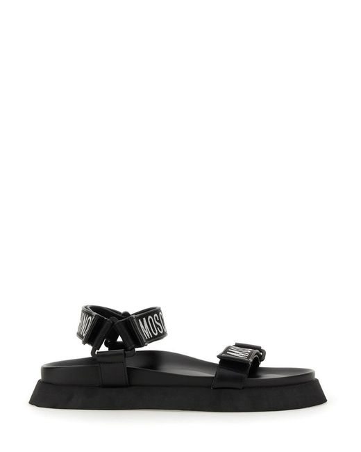 Moschino Black Sandal With Logo for men
