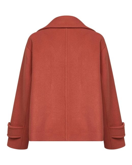 Chloé Red Short Wool-Blend Coat Cedar Virgin Wool