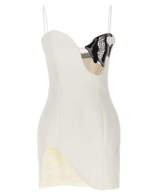 David Koma White Crystal Fish Dress Dresses