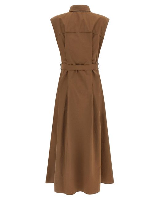 Brunello Cucinelli Brown Cotton Midi Dress