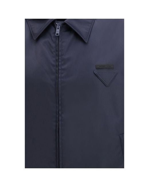Prada Blue Nylon Shell Jacket Clothing for men