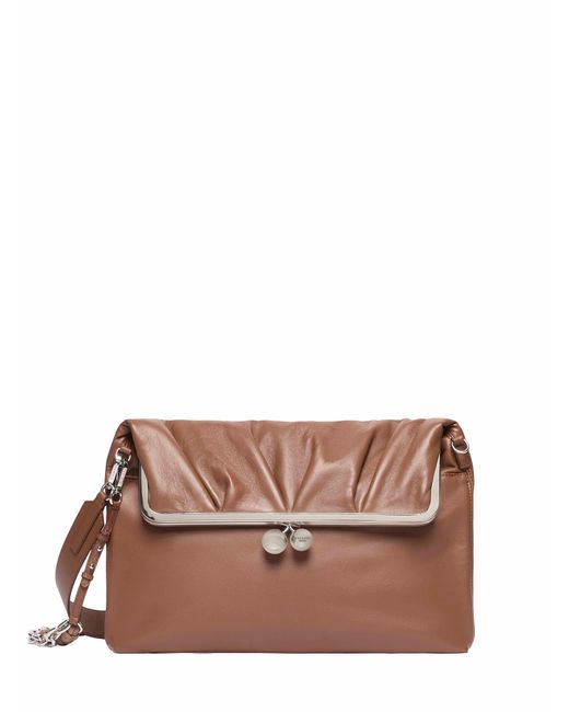 Weekend by Maxmara Brown Envelope Clutch Pasticcino Tan Leather Handbags