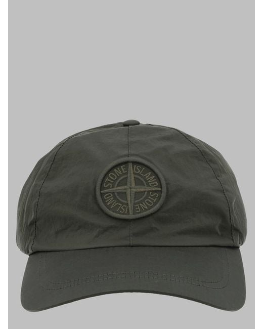 Stone Island Gray Baseball Cap Polyamide Hat for men