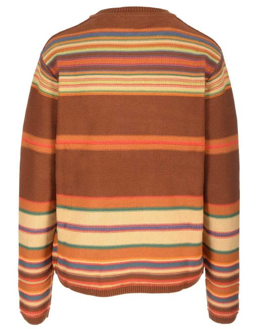 Acne Orange Striped Crewneck Sweater