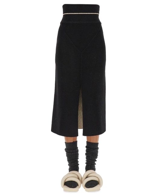Moncler Genius Black Midi Skirt Knitted Exterior