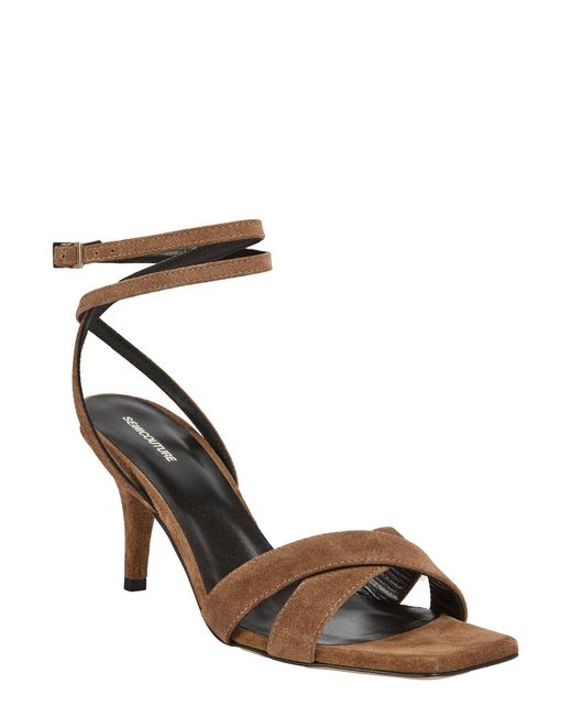 Semicouture Metallic Suede Y6Sz40T57 Heeled Sandals With Square Toe Heels