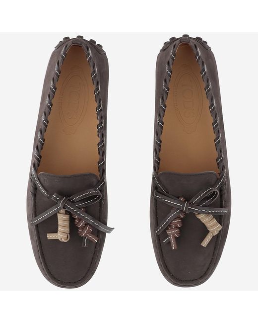 Tod's Brown Loafers Suede Leather Calfskin