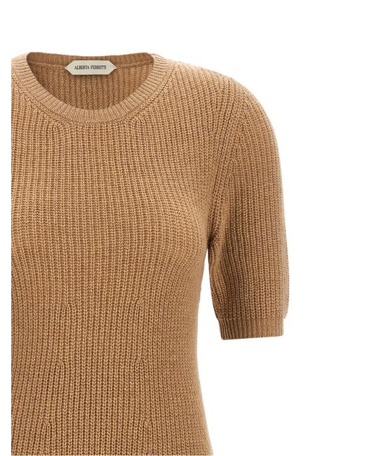 Alberta Ferretti Natural Cashmere Midi Dress