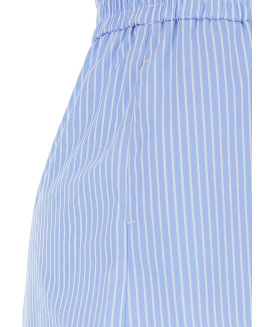 Le Plain Blue Shorts With Striped Motif