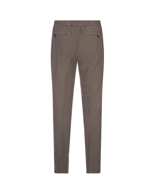 PT Torino Gray Mud Linen Blend Soft Fit Trousers for men