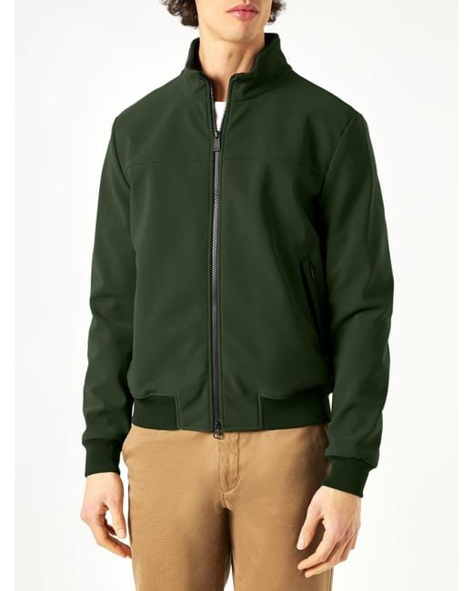 Mc2 Saint Barth Green Solid Military Mid Season Jacket With Red And White Tartan Print Lining for men