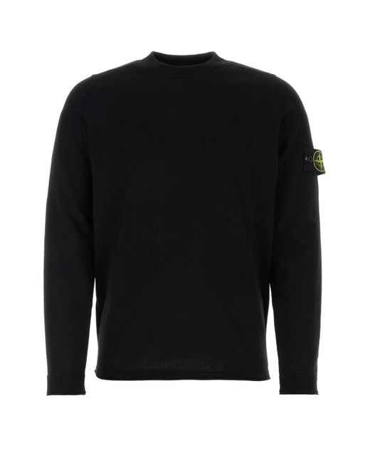 Stone Island Black Cotton Sweater for men