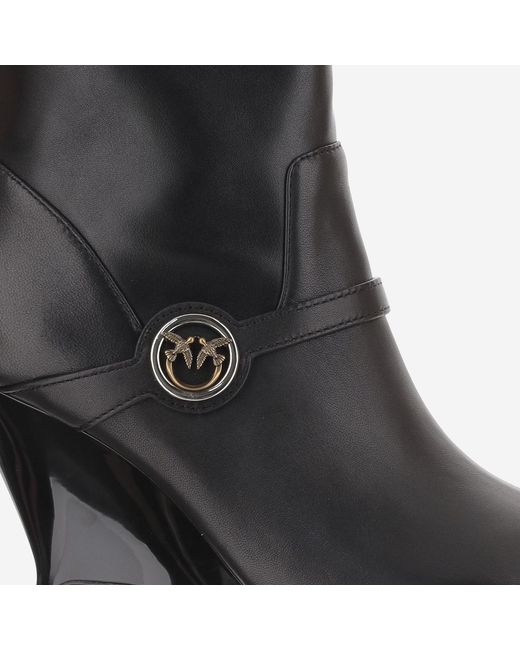 Pinko Black Ankle Boots Gwen Leather Goat