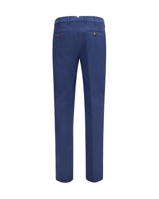 Brunello Cucinelli Blue Cotton Pants Cotton; Elastane for men