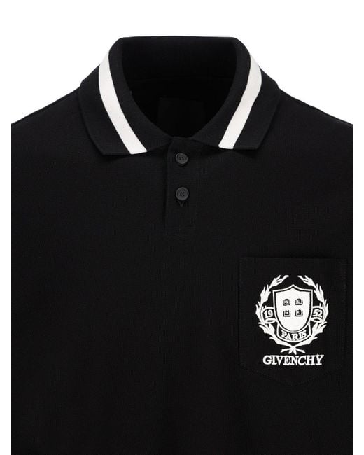Givenchy Black Logo Embroidered Polo Shirt for men