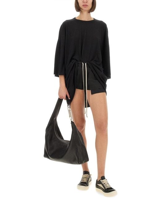 Rick Owens Black Oversized T-Shirt Viscose T-Shirts