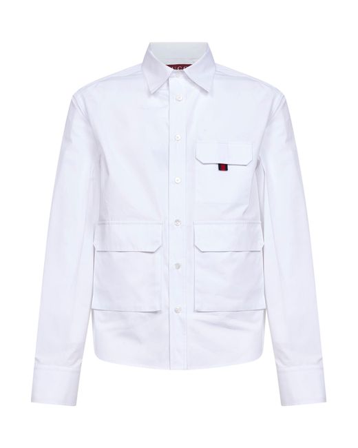 Gucci White Cotton Poplin Shirt With Patch Pockets for men