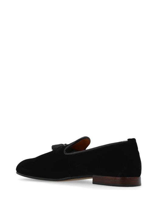 Tom Ford Black Tassel-Detail Almond-Toe Velvet Loafers for men