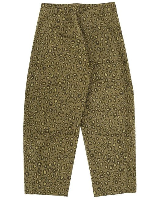 Paul Smith Green Pants With Animal Print Cotton Elastane Trousers