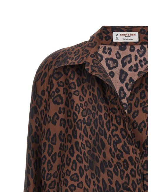 Alberto Biani zebra-print silk shirt - Black