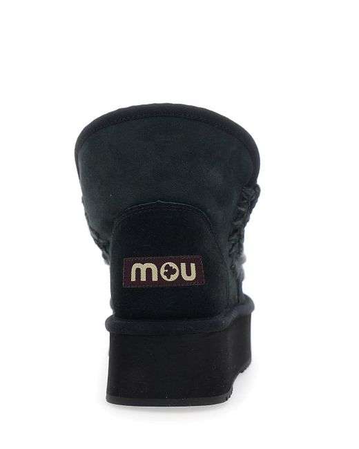 Mou Black Ankle Boots With Braided Detail