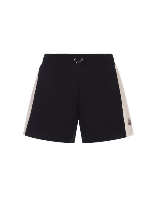 Moncler Navy Blue And White Jersey Shorts