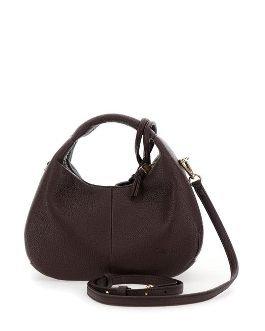 Ganni Black Handbag With Removable Shoulder Strap And Pendant With Logo