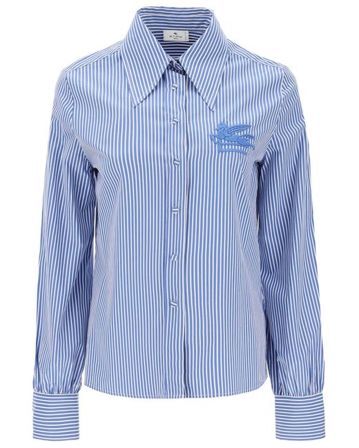 Etro Blue Striped Regular Fit Shirt
