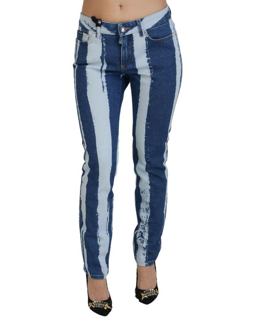Dolce & Gabbana Blue Sleek Striped Sli Fit Italian Jeans