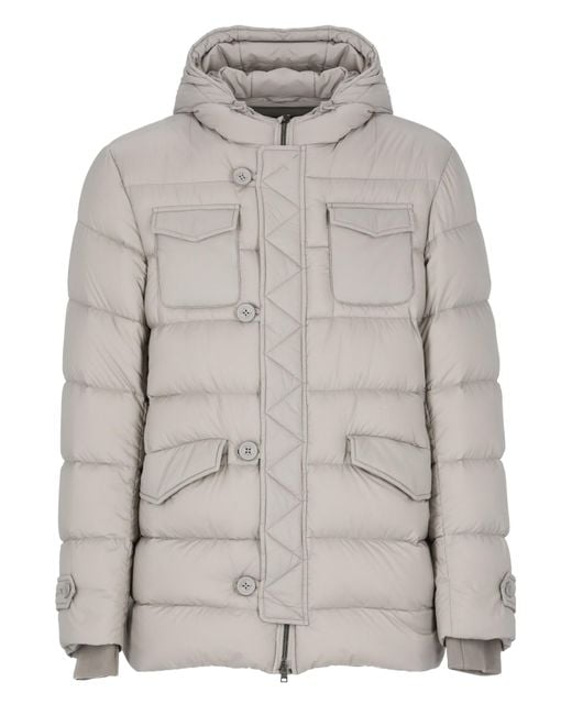 Herno Gray Quilted Down Jacket for men
