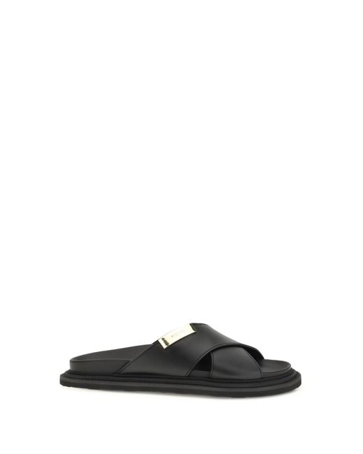 Moschino Black Leather Sandals Calf for men