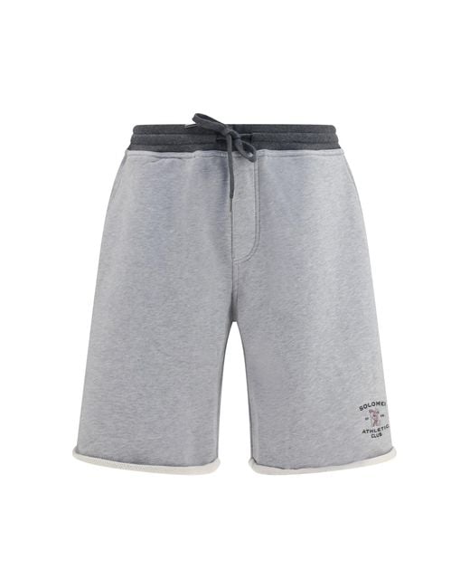 Brunello Cucinelli Gray Shorts Cotton Drawstring for men