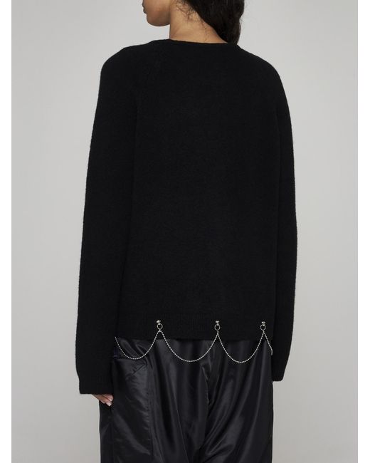 Random Identities Black Chain-Detail Wool-Blend Sweater for men