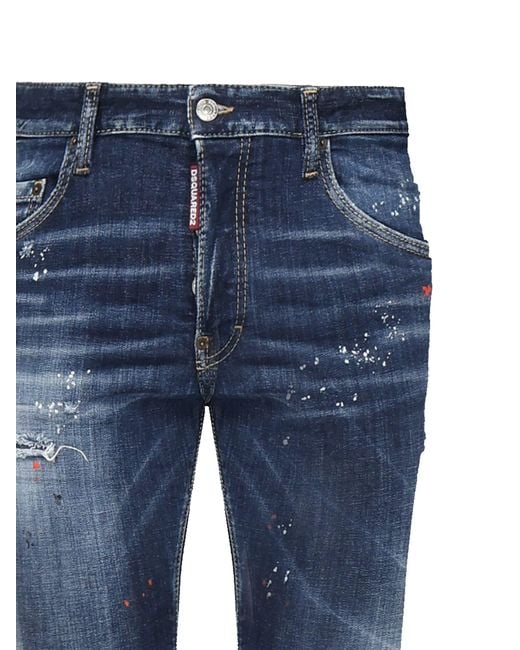 DSquared² Blue Distressed Skater Jeans for men
