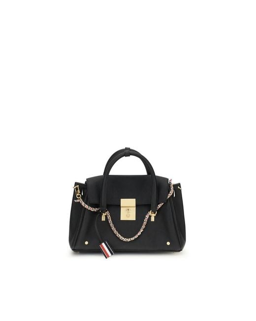 Thom Browne Black Calf Leather Bos Taurus Handbag