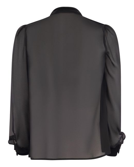 Elisabetta Franchi Black Viscose Shirt With Velvet Plastron