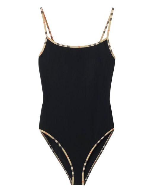 Burberry Black Check Detail Swimsuit