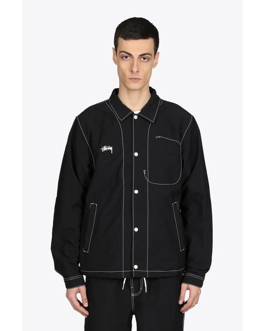 Stussy Nylon Folsom Jacket Black Nylon Jacket With Contrasting Stitching - Nylon Folsom Jacket for men